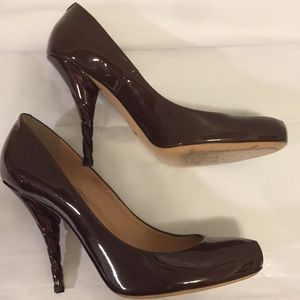 Emporio Armani chocolate brown patent leather shoe